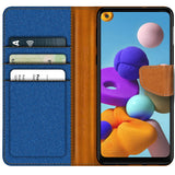 Samsung Galaxy A21s Klapphülle im Jeanslook mit Karten- und Geldfach