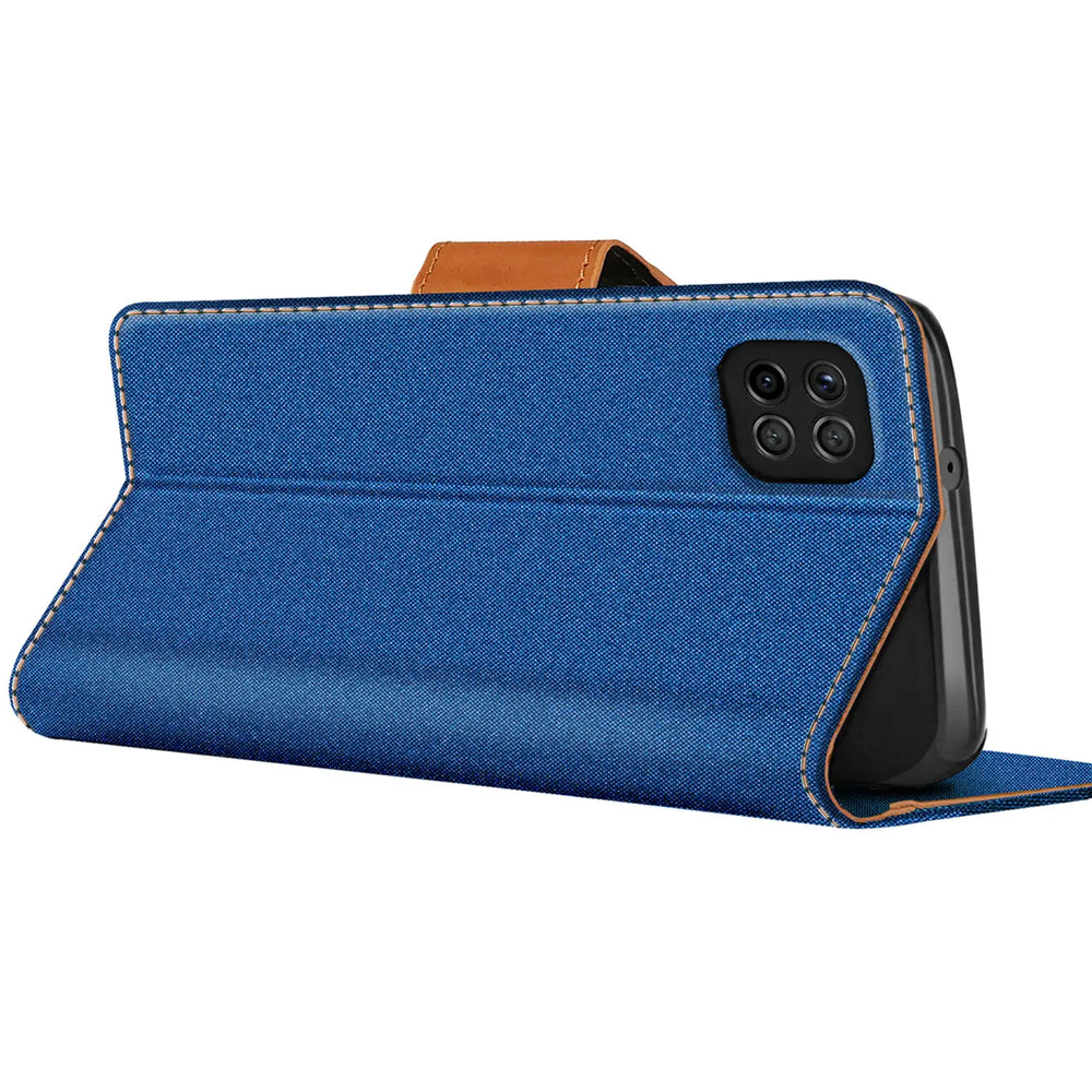 Samsung Galaxy A22 5G Klapphülle im Jeanslook mit Karten- und Geldfach