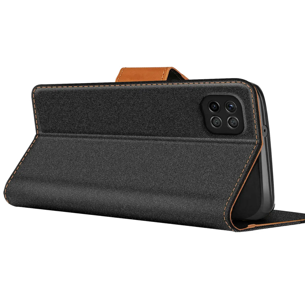 Samsung Galaxy A22 5G Klapphülle im Jeanslook mit Karten- und Geldfach