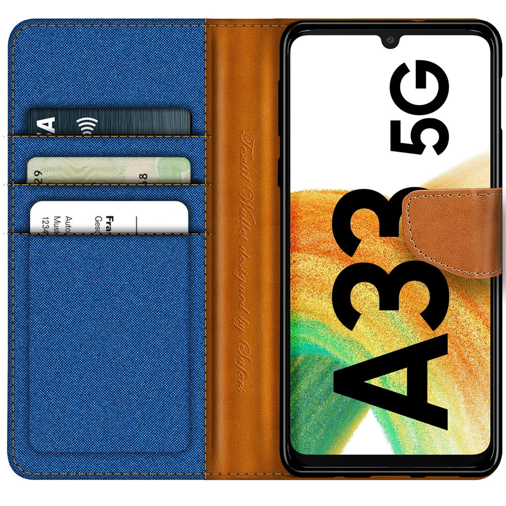 Samsung Galaxy A33 5G Klapphülle im Jeanslook mit Karten- und Geldfach
