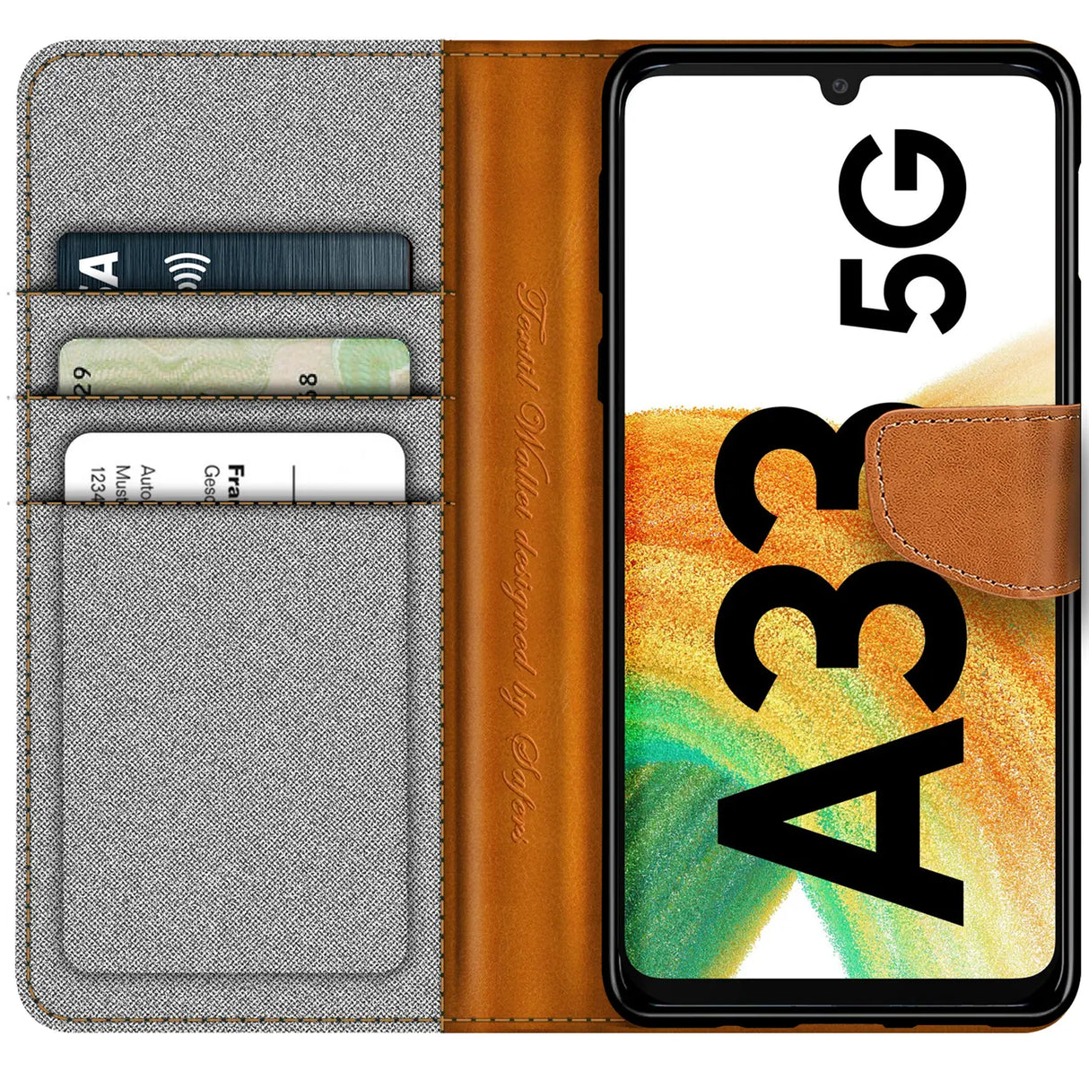 Samsung Galaxy A33 5G Klapphülle im Jeanslook mit Karten- und Geldfach