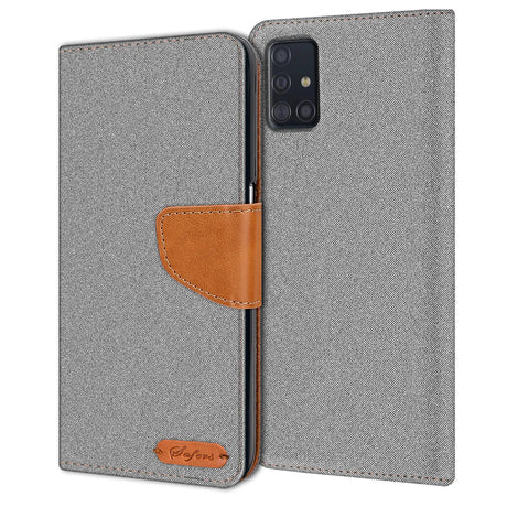 Samsung Galaxy A51 Klapphülle im Jeanslook mit Karten- und Geldfach