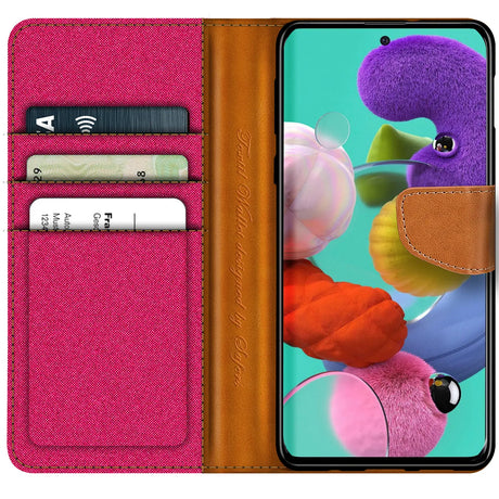 Samsung Galaxy A51 Klapphülle im Jeanslook mit Karten- und Geldfach