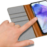 Samsung Galaxy A55 5G Klapphülle im Jeanslook mit Karten- und Geldfach