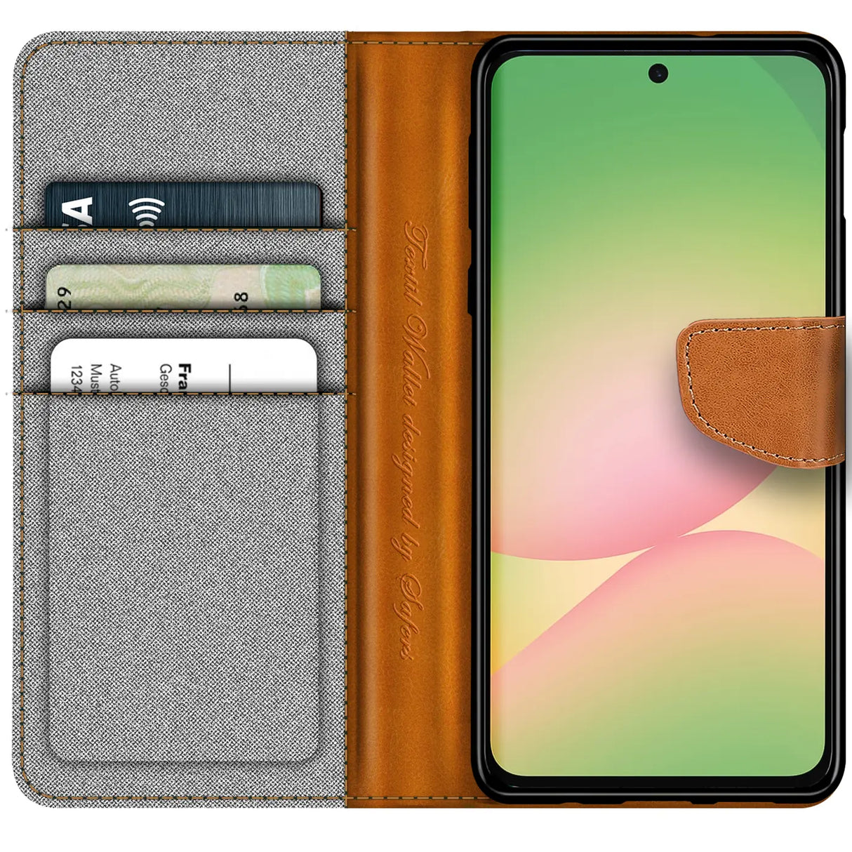 Samsung Galaxy A57 5G Klapphülle im Jeanslook mit Karten- und Geldfach
