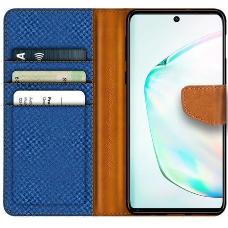Samsung Galaxy Note 10 Klapphülle im Jeanslook mit Karten- und Geldfach