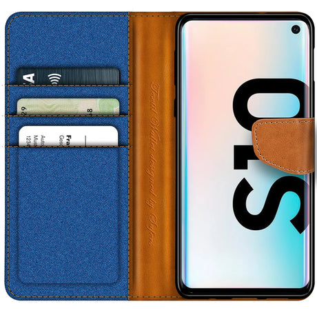 Samsung Galaxy S10 Klapphülle im Jeanslook mit Karten- und Geldfach