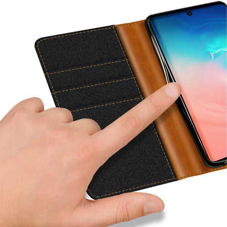 Samsung Galaxy S10 Lite Klapphülle im Jeanslook mit Karten- und Geldfach