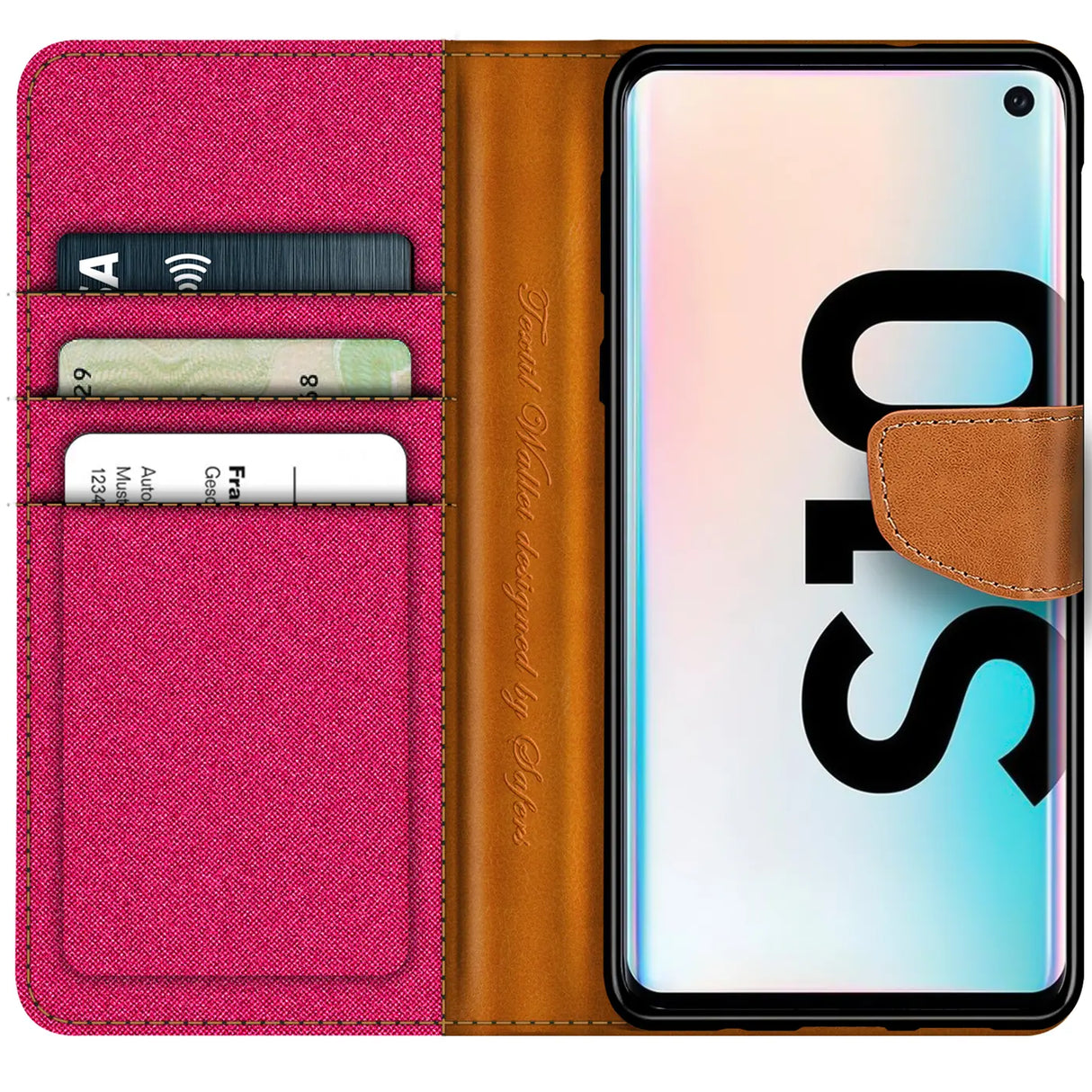 Samsung Galaxy S10 Klapphülle im Jeanslook mit Karten- und Geldfach