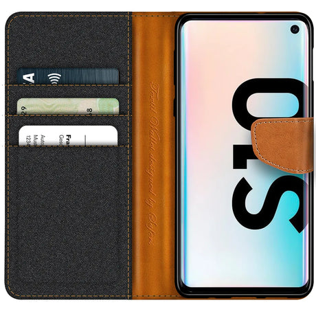 Samsung Galaxy S10 Klapphülle im Jeanslook mit Karten- und Geldfach