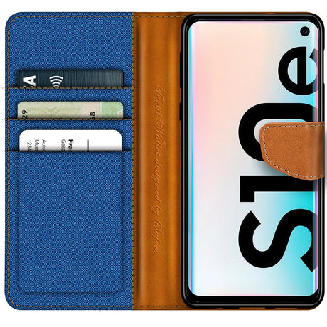 Samsung Galaxy S10E Klapphülle im Jeanslook mit Karten- und Geldfach