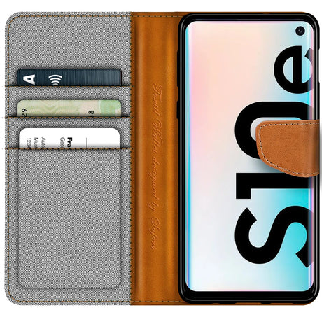 Samsung Galaxy S10E Klapphülle im Jeanslook mit Karten- und Geldfach