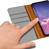 Samsung Galaxy S10E Klapphülle im Jeanslook mit Karten- und Geldfach