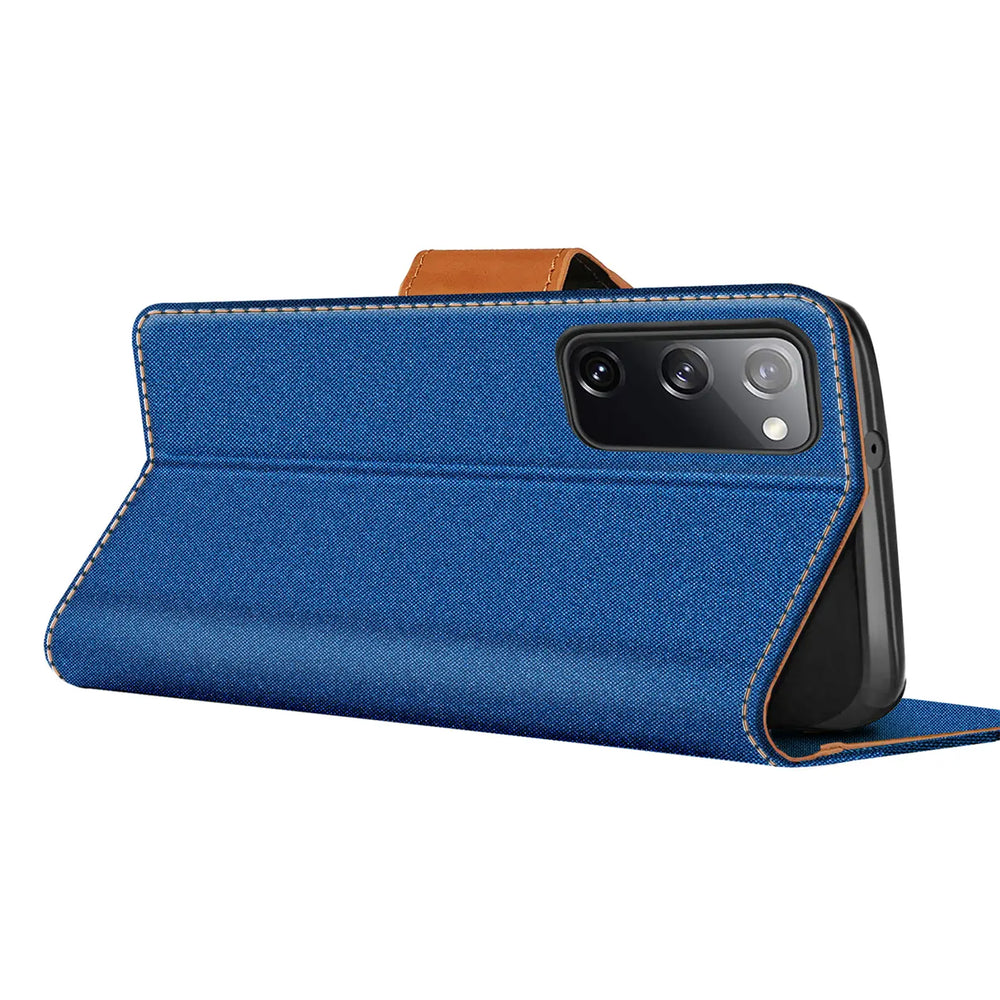 Samsung Galaxy S20 FE Klapphülle im Jeanslook mit Karten- und Geldfach