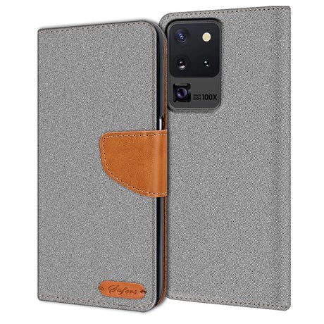 Samsung Galaxy S20 Ultra Klapphülle im Jeanslook mit Karten- und Geldfach