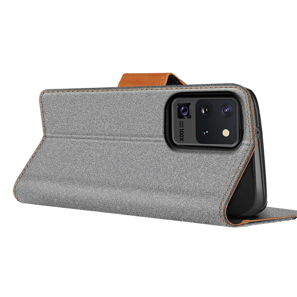 Samsung Galaxy S20 Ultra Klapphülle im Jeanslook mit Karten- und Geldfach