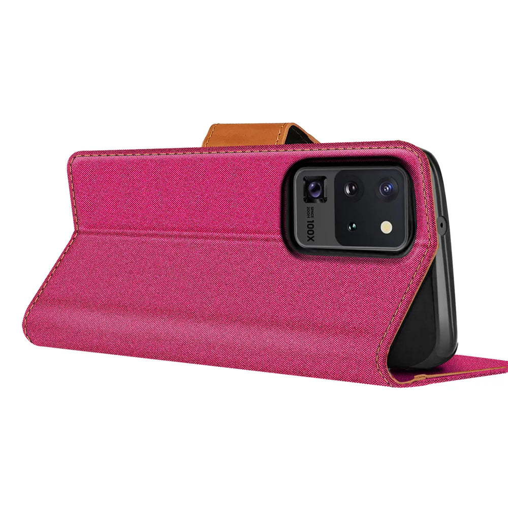 Samsung Galaxy S20 Ultra Klapphülle im Jeanslook mit Karten- und Geldfach