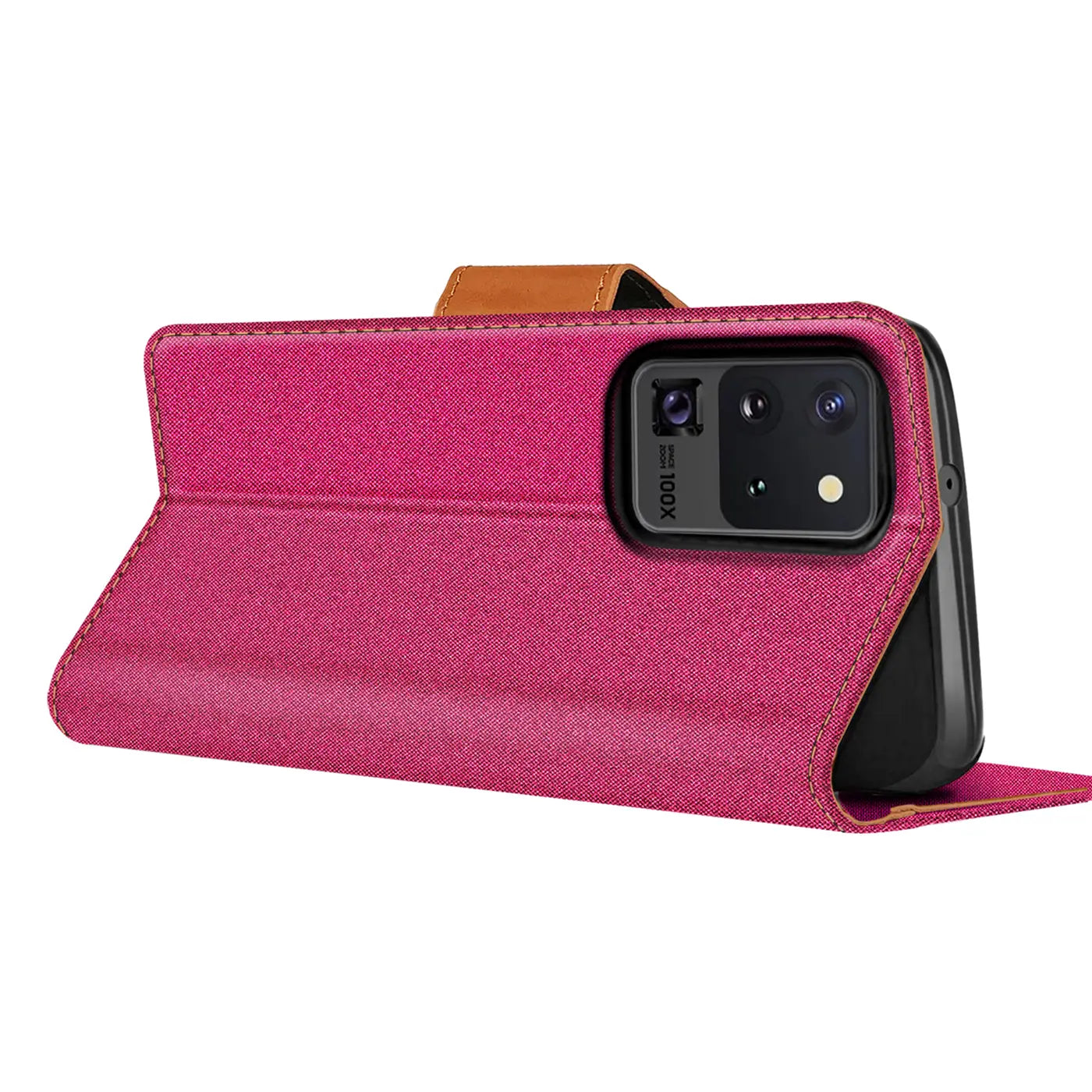 Pink Textil-Klapphülle mit Kartenfach, Samsung S20 Ultra, Seitenansicht