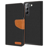 Samsung Galaxy S21 FE Klapphülle im Jeanslook mit Karten- und Geldfach