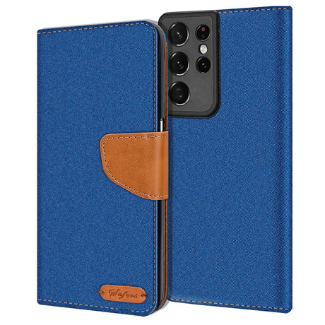 Samsung Galaxy S21 Ultra Klapphülle im Jeanslook mit Karten- und Geldfach