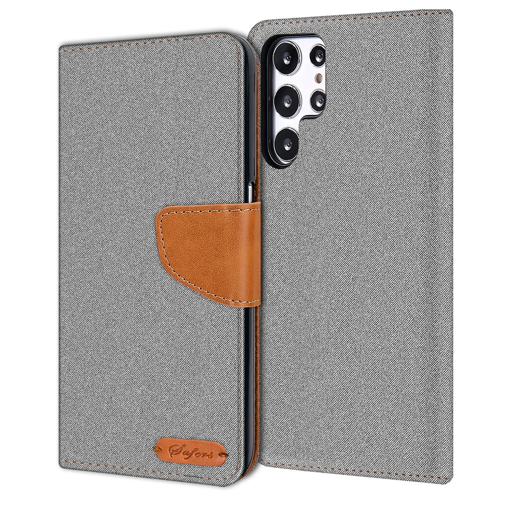 Samsung Galaxy S22 Ultra Klapphülle im Jeanslook mit Karten- und Geldfach