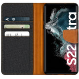 Samsung Galaxy S22 Ultra Klapphülle im Jeanslook mit Karten- und Geldfach