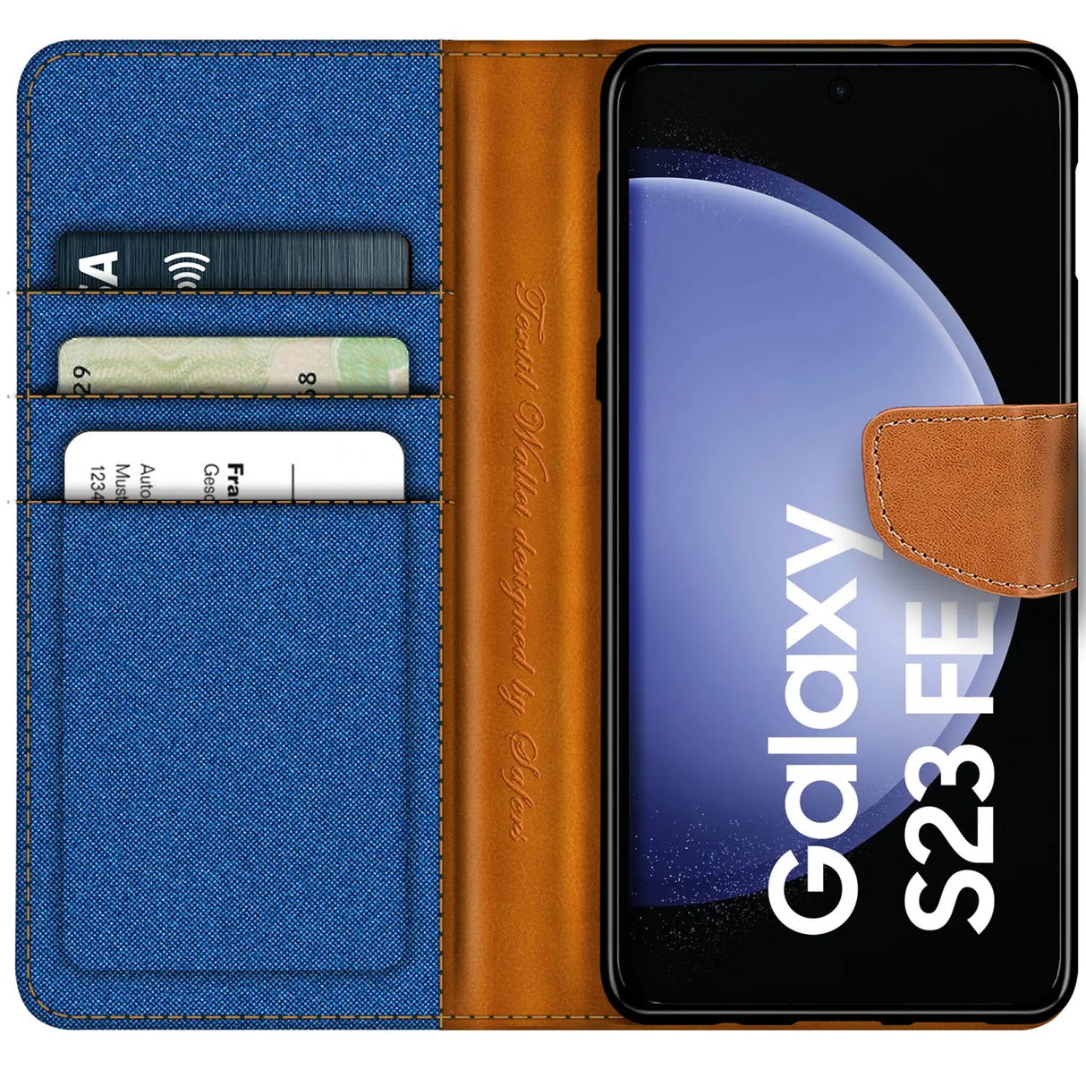 Samsung Galaxy S23 FE Klapphülle im Jeanslook mit Karten- und Geldfach