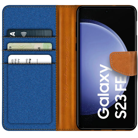 Samsung Galaxy S23 FE Klapphülle im Jeanslook mit Karten- und Geldfach