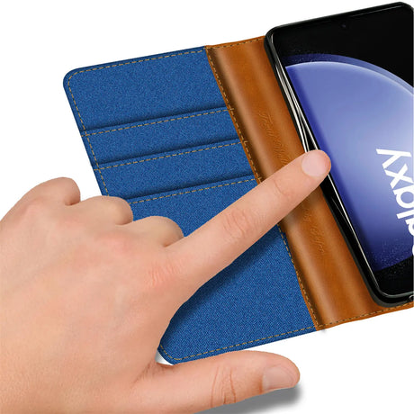 Samsung Galaxy S23 FE Klapphülle im Jeanslook mit Karten- und Geldfach