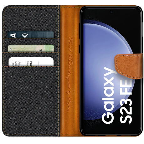 Samsung Galaxy S23 FE Klapphülle im Jeanslook mit Karten- und Geldfach