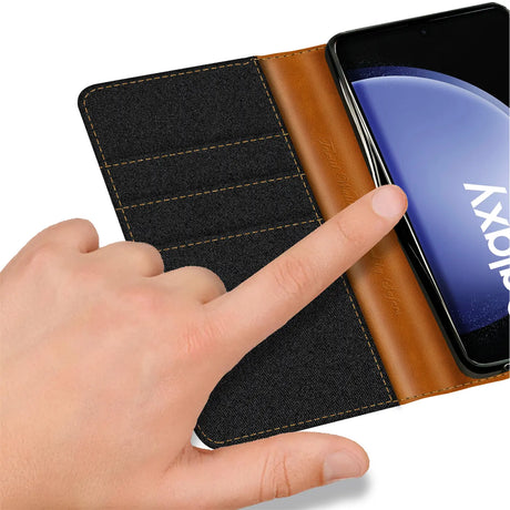 Samsung Galaxy S23 FE Klapphülle im Jeanslook mit Karten- und Geldfach