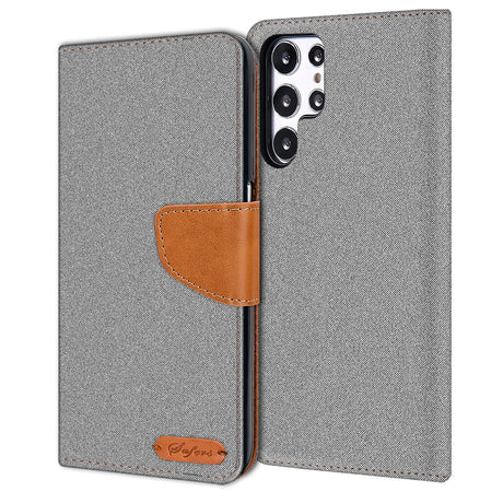 Samsung Galaxy S23 Ultra Klapphülle im Jeanslook mit Karten- und Geldfach