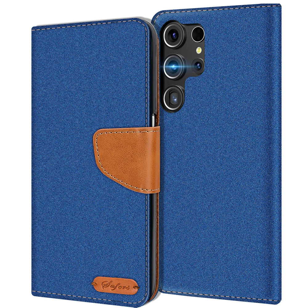 Samsung Galaxy S24 Ultra Klapphülle im Jeanslook mit Karten- und Geldfach