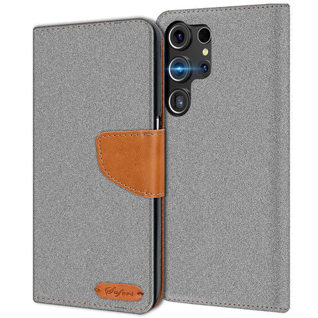 Samsung Galaxy S24 Ultra Klapphülle im Jeanslook mit Karten- und Geldfach