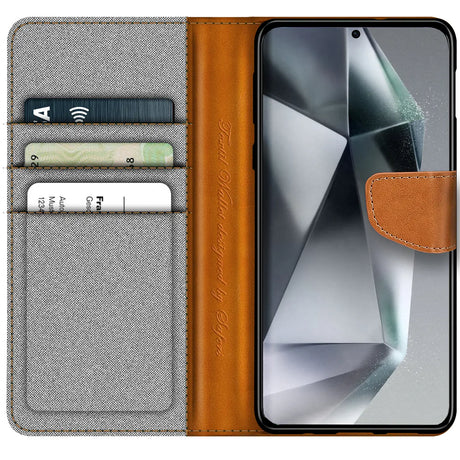 Samsung Galaxy S24 Ultra Klapphülle im Jeanslook mit Karten- und Geldfach