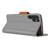 Samsung Galaxy S24 Ultra Klapphülle im Jeanslook mit Karten- und Geldfach