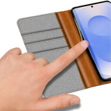 Samsung Galaxy S25 FE Klapphülle im Jeanslook mit Karten- und Geldfach