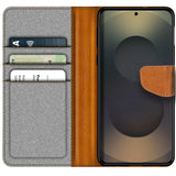 Samsung Galaxy S25 Ultra Klapphülle im Jeanslook mit Karten- und Geldfach