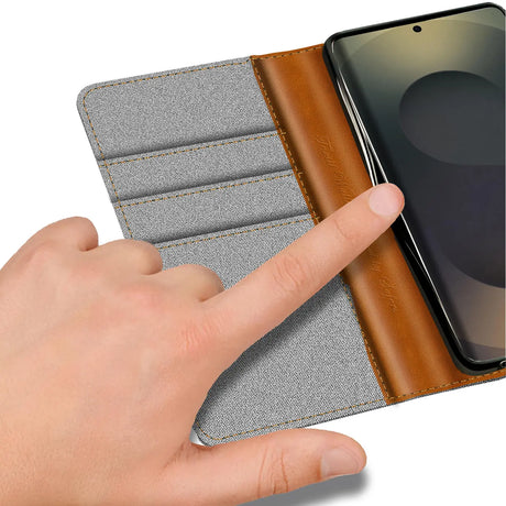 Samsung Galaxy S25 Ultra Klapphülle im Jeanslook mit Karten- und Geldfach
