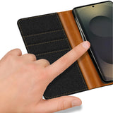 Samsung Galaxy S25 Ultra Klapphülle im Jeanslook mit Karten- und Geldfach