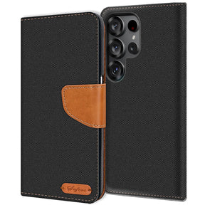 Samsung Galaxy S26 Ultra Klapphülle im Jeanslook mit Karten- und Geldfach