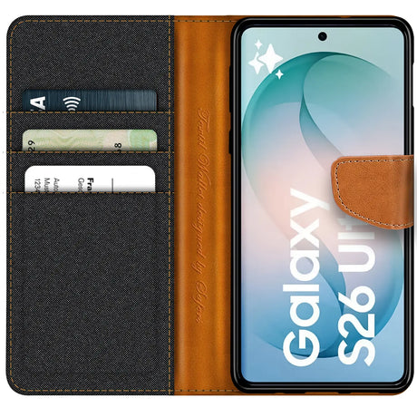 Samsung Galaxy S26 Ultra Klapphülle im Jeanslook mit Karten- und Geldfach