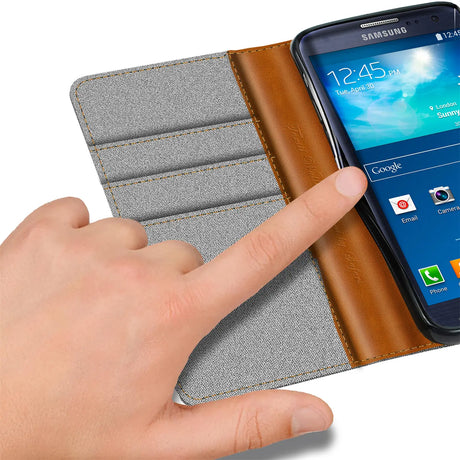 Samsung Galaxy S3 / S3 Neo Klapphülle im Jeanslook mit Karten- und Geldfach