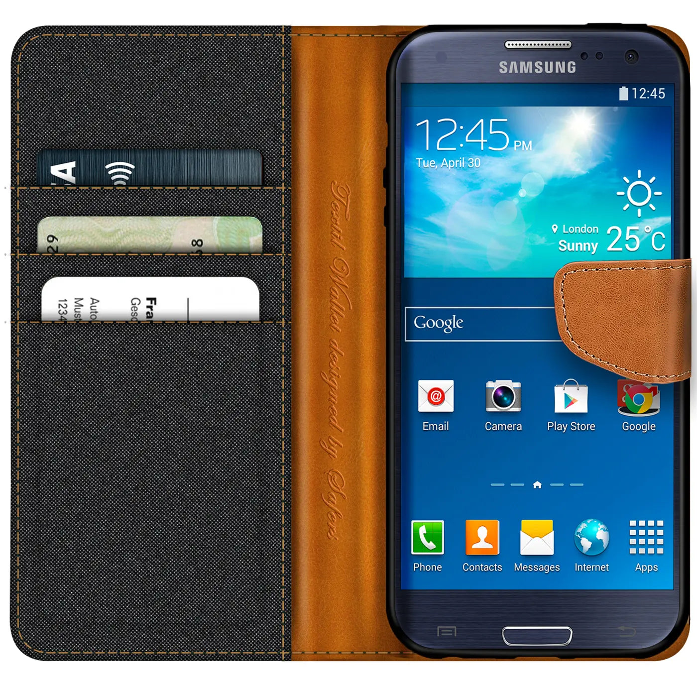 Samsung Galaxy S3/S3 Neo Klapphülle, Textil/Leder, Kartenfach, von vorne