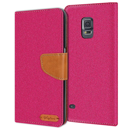 Samsung Galaxy S5 / S5 Neo Klapphülle im Jeanslook mit Karten- und Geldfach