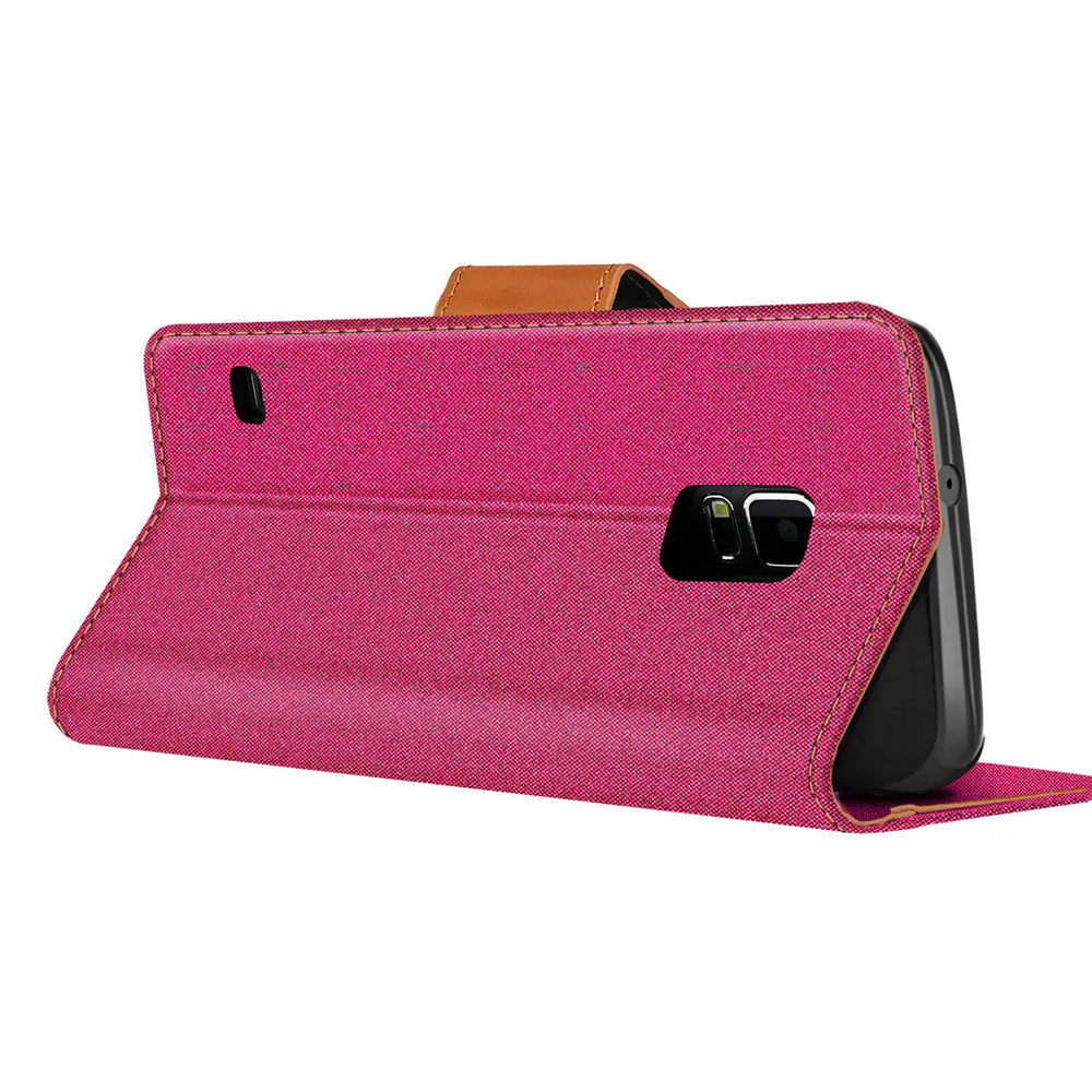 Samsung Galaxy S5 / S5 Neo Klapphülle im Jeanslook mit Karten- und Geldfach