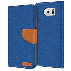 Samsung Galaxy S6 Edge Klapphülle im Jeanslook mit Karten- und Geldfach