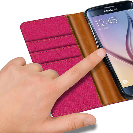 Samsung Galaxy S6 Edge Klapphülle im Jeanslook mit Karten- und Geldfach