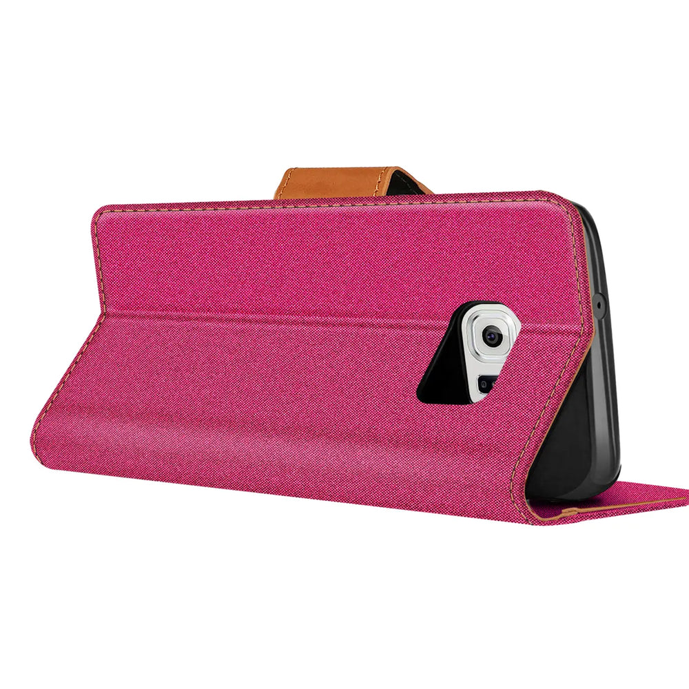 Samsung Galaxy S6 Edge Klapphülle im Jeanslook mit Karten- und Geldfach