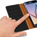 Samsung Galaxy S6 Klapphülle im Jeanslook mit Karten- und Geldfach